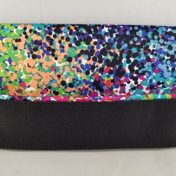 Elizabeth Arden Shoshanna Makeup Bag Purse Multi-Colored Dot Pattern Black - Picture 15 of 16
